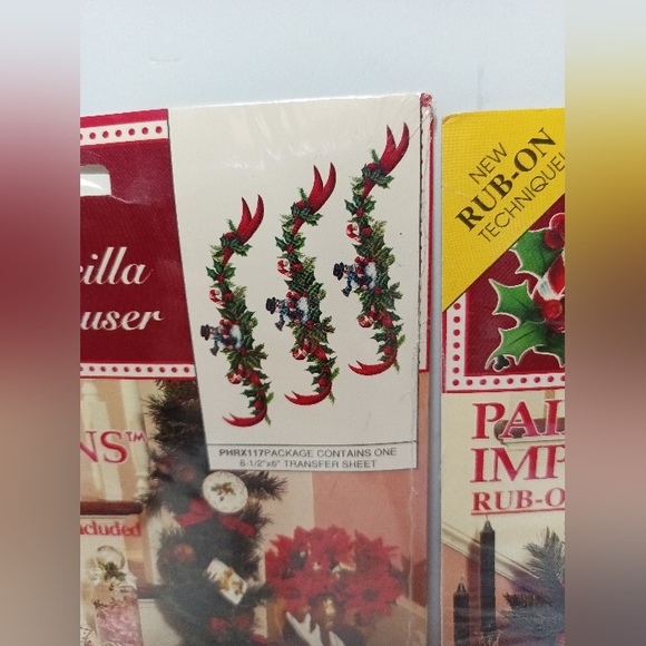 Priscilla Hauser Christmas Rub On Transfer Set of 2 Vintage NEW - Picture 2 of 7
